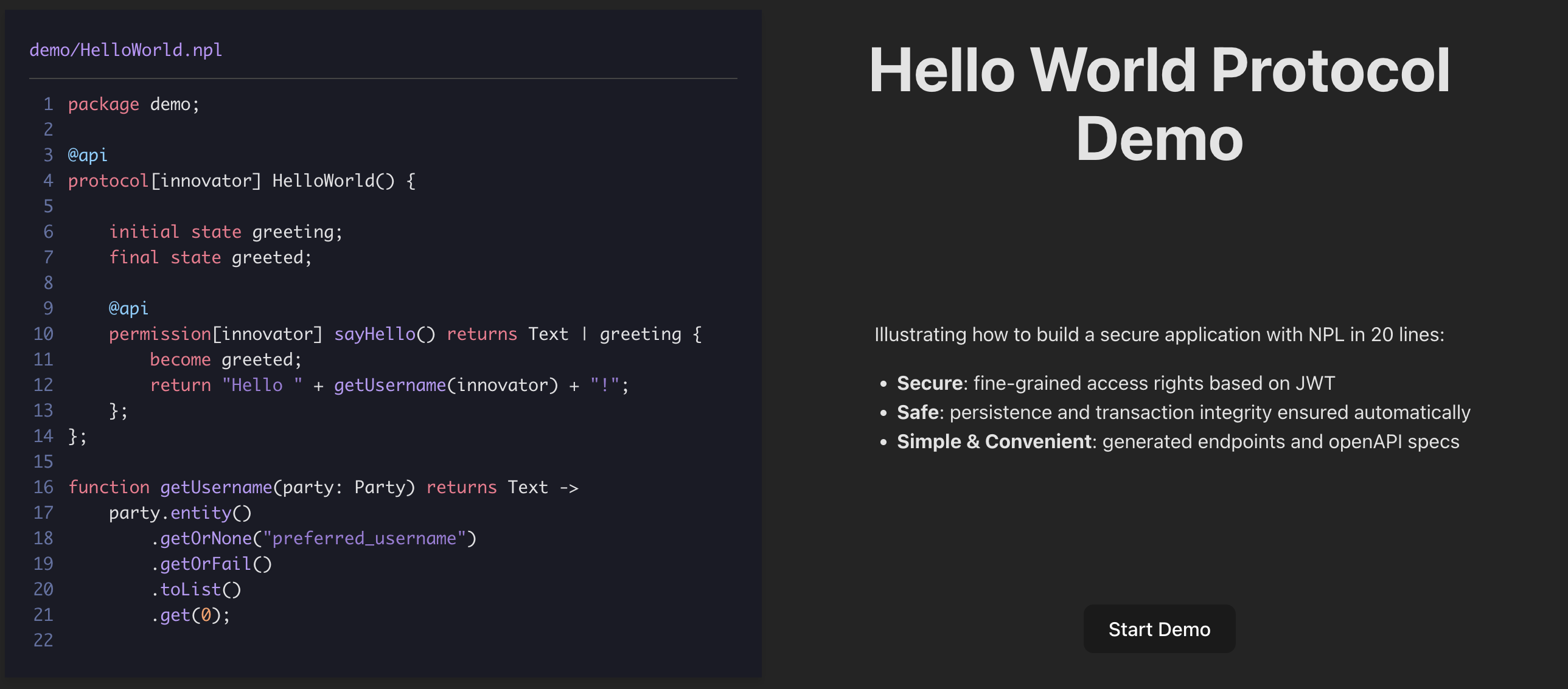 Hello World app screenshot